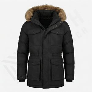 <b>Men's</b> Waterproof Winter Parka Jacket <b>Faux</b> <b>Fur</b> Hood Insulated Multi Pocket Outdoor <b>Coat</b> Cold Weather Thermal Protection Apparel - Product Image 1