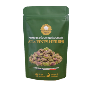 French Artisanal Hard Sour Dried Roasted Shelled Pistachio Garlic & Herbs 100% Natural 500g Pack No Palm Oil No Additives - Product Image 1