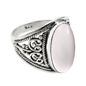 แหวนควอตซ์พลอยธรรมชาติสีเงินแท้925สวยแหวนทรงรีทำด้วยมือสำหรับงานแต่งงานครบรอบ - Product Image 1