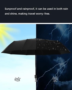 Bán buôn hoàn toàn tự động mạnh mẽ không thấm nước UV nắng và mưa 3 gấp ô dù với logo, tùy chỉnh ô cho mưa - Product Image 5