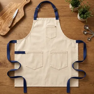 Canvas Sleeveless Bib <b>Apron</b> Yellow Simple Style with Pockets Heavy Duty Water Resistant Machine Washable for <b>Cooking</b> Daily Use - Product Image 5