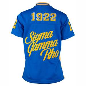 Camiseta de fútbol SGR-Royal 100% poliéster Sigma Gamma Rho Sports Jersey bordado logotipo del equipo en la parte delantera, trasera y hombros - Product Image 2