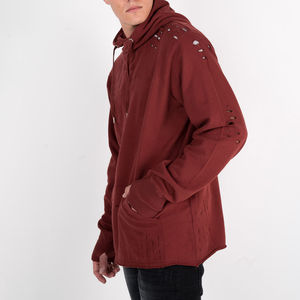 OEM Personnalisé 2025 Streetwear Hip Hop Surdimensionné Teint en Couleur Unie pour Hommes pour l'Hiver Logo Personnalisé Sweats à Capuche pour Hommes - Product Image 4