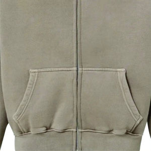 Sweat à capuche en coton à fermeture éclair surdimensionné avec lavage à l'acide au soleil surdimensionné en molleton personnalisé Fabricant OEM vierge (PayPal vérifié) - Product Image 5