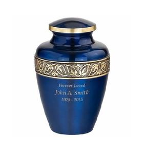 Blue Cremation <b>Urn</b> for Adult Ashes for Aluminium Handmade Cremation <b>Urn</b> for Human Ashes <b>Large</b> Elite Blue <b>Urn</b> a Perfect - Product Image 1