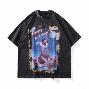 เสื้อยืดผ้าฝ้าย100% สำหรับผู้ชาย,เสื้อยืดทรงหลวมวินเทจขนาดใหญ่พิเศษสไตล์วินเทจ - Product Image 3