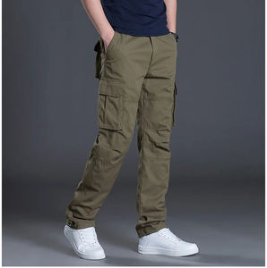 Pantalon cargo homme automne avec logo personnalisé, salopette en coton, pantalon de travail extérieur, couleur unie, coupe slim, pantalon streetwear - Product Image 3