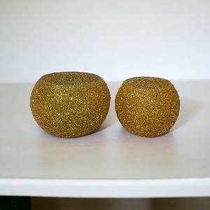 Vases et pots à bougies ronds en verre mosaïque étincelant, artisanat, décoration intérieure, haute qualité, vides, dorés, pour mariage et festival - Product Image 3