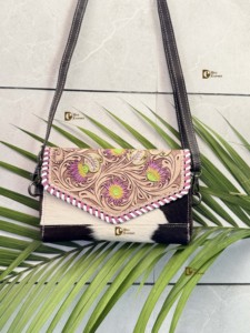 Pochette en cuir sculptée à la main sac à main élégant Western fleur conception étanche été mode pour les femmes usage quotidien - Product Image 2