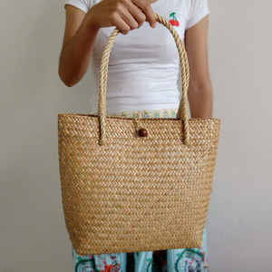 กระเป๋าโท้ทจากหญ้าทะเลสำหรับฤดูร้อนกระเป๋าถือขนาดใหญ่แบบอเนกประสงค์สำหรับใส่สิ่งของและของจำเป็นพิเศษอื่นๆ - Product Image 5