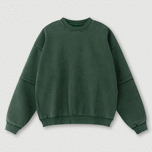 हमारे आकार कस्टम लोगो 360gsm कपास मिश्रण ऊन विंटेज धोया आस्तीन पैच जम्पर ट्रेंडी स्ट्रीटवियर सर्दियों पुरुषों की स्वेटशर्ट - Product Image 6