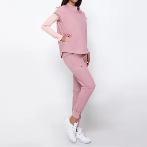 Ensemble d'uniformes de jogging extensibles à 4 voies pour femmes élégantes Uniforme de travail d'infirmière médicale Top et pantalon Costumes d'infirmière - Product Image 4