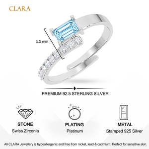 Anillo de Plata de Ley con Baño de Rodio para Hombre con Topacio Corte Esmeralda - Tecnología de Engaste - Product Image 5