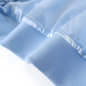 Veste bomber en denim brodée sur mesure Spelman, vêtements de rue haut de gamme, doublure en satin, imperméable, style urbain tendance - Product Image 6