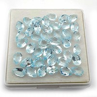 Lote de 104 Piezas de Topacio Azul Cielo Natural, Corte Pera, 4x6mm, Certificado IGI, para Joyería