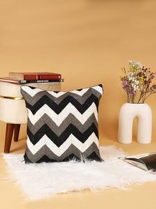 Handmade Beaded Cushion <b>Covers</b> Black <b>White</b> Decorative Throw Pillow <b>Covers</b> for <b>Sofa</b> Living Room - Product Image 2