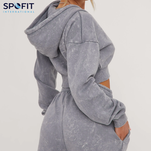 Nouveau crop top tendance et pas cher, sweat à capuche délavé à l'acide, vêtements de mode, sweat à capuche pour femmes, crop tops, sweat à capuche pour femmes 2026 - Product Image 3