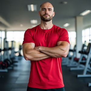 Ropa deportiva para gimnasio para hombre, camisetas de manga corta con cuello redondo, camisetas de punto para correr y yoga - Product Image 2