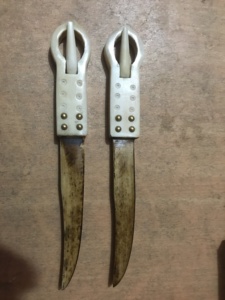 Custom Eco-Friendly Camel Bone <b>Knife</b> Blank Set Dyed Black Modern Rustic Hand <b>Carved</b> <b>Knife</b> Handle Pair Art Collectible - Product Image 4