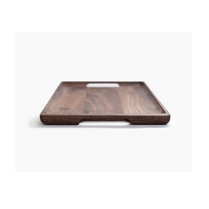 Bandeja de servicio de madera de Acacia Real hecha a mano de alto estándar, plato de forma cuadrada grabado para oficina, té, café, servicio competitivo - Product Image 1