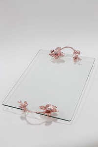 Plateau de luxe en marbre, poignées personnalisées, en or rose décorations, plateaux en marbre - Product Image 2