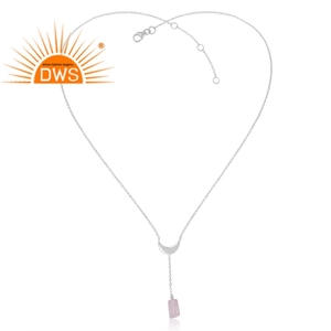 Best Selling 925 Sterling Silver Natural Rose Quartz Gemstone Pendant Necklace Custom Jewelry Manufacturer - Product Image 1