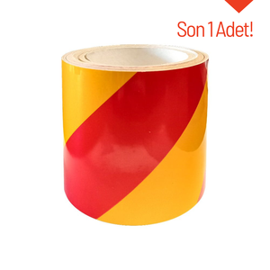 Ruban Réfléchissant Rouge et Jaune 5cm d'Épaisseur 10m x 10m Feuille Rétro-réfléchissante Imprimable Prismatique Adhésive pour Haute Visibilité - Product Image 1