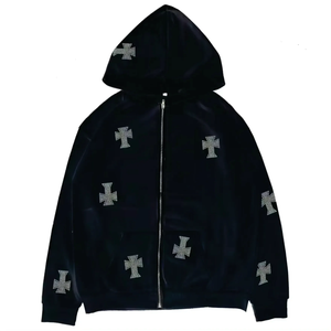 Ensemble de survêtements lourds imprimés avec logo personnalisé polaire d'hiver à strass - Product Image 4