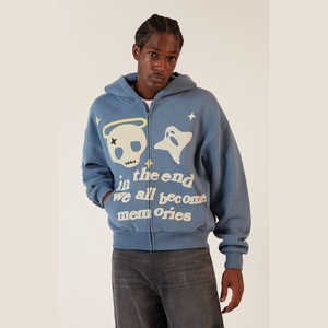 Sweat à capuche zippé surdimensionné pour hommes Custom Made Sun Faded Streetwear avec lavage à l'acide pour sweat à capuche d'impression numérique d'hiver à imprimé bouffant - Product Image 5