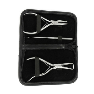 Kit de pinces d'extension de cheveux de nez d'aiguille de qualité chirurgicale Kit de 3 pièces finition manche polonais ensemble de pinces à cheveux en acier inoxydable - Product Image 1