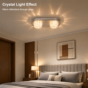 Plafonnier moderne en cristal avec corps en métal et six ampoules LED G4 pour chambre à coucher, salon, couloir - Product Image 2