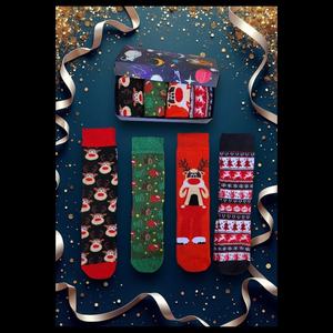 Unisex Christmas Xmas for <b>Socks</b> Breathable Knitted Cotton Bottom Print Casual Style Gift <b>Box</b> Perfect New Year Gift for Wom - Product Image 1