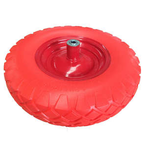 Rueda de Poliuretano Roja de 16 Pulgadas Fabricada en Vietnam, Resistente a Pinchazos, Repuesto para Carretilla y Carro de Jardín - Product Image 1