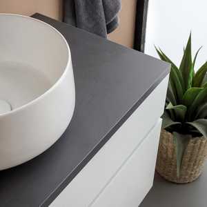 Mobile Bagno Sospeso Moderno Shanghai 80cm in Bianco e Antracite - Set Bagno - Product Image 4