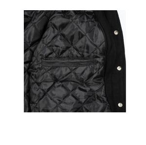 Veste en laine style High Street pour hommes Manteau d'hiver avec manches en peau de mouton et cuir brodées Taille XS Service OEM disponible - Product Image 4