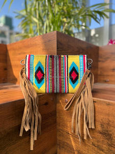 Nuevo Western Hand Tooled Leather Tassel Saddle Blanket Wristlet Sling Purse Venta caliente Hand Tooled Cosido Monedero Bolsos de mujer - Product Image 4