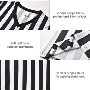 Camiseta de Árbitro Oficial para Hombre, Jersey de Árbitro Sólido de Manga Corta, Transpirable, de Poliéster/Algodón para Baloncesto, Fútbol, Hockey - Product Image 3