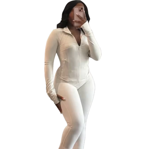 Conjunto de Yoga con Logotipo Personalizado, Ropa Deportiva, Top Corto y Pantalones para Mujer, Conjunto de Dos Piezas de Punto Ajustado para Mujer - Product Image 1