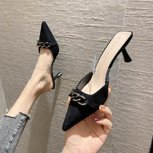 Sandales à talons hauts en daim pour femmes, très tendance, confortables, style à enfiler, design sexy - Product Image 4