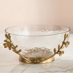 ชามเสิร์ฟอาหารสแตนเลสสีเงินพร้อมดีไซน์ดอกไม้เป็นมิตรกับสิ่งแวดล้อมสำหรับงานปาร์ตี้ผลไม้และถั่วและช็อคโกแลต - Product Image 1