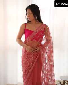 Saree avec Designer Surat Blouse Matériel Bollywood Indian Broderie Sari avec Blouse Grossiste Torque Couleur Saree - Product Image 3