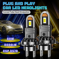 Lampu depan Led H7 pabrik grosir pipa tembaga berbentuk U pasang dan Mainkan Mini H7 lampu mobil Led