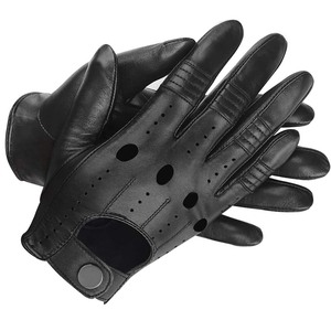 Wolson Industry Gant de conduite automobile de qualité supérieure en cuir véritable Gants en cuir demi-doigt à la mode pour produit unisexe - Product Image 1