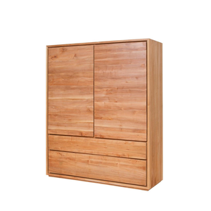 Modern <b>Storage</b> <b>Cabinet</b> Teak Wooden Material <b>with</b> two Doors and two <b>Drawers</b> Freestanding Organizer for Home Decoration - Product Image 2