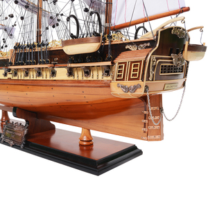 Handcrafted Medium Size USS Constitution Wooden Model Ship with Full Sails - Historic US Navy Sailing <b>Decor</b> Gift - Product Image 4