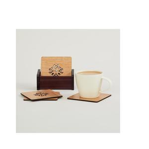 Sous-verres en bois de luxe modernes en noyer avec support Tapis et coussinets de forme carrée faits à la main - Product Image 3