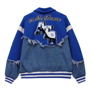 Chaqueta Bordada Personalizada de Mezclilla Retro Americana para Hombre, Uniforme de Béisbol de Primavera y Otoño 2024, Prenda Superior Moderna y Personalizada - Product Image 4