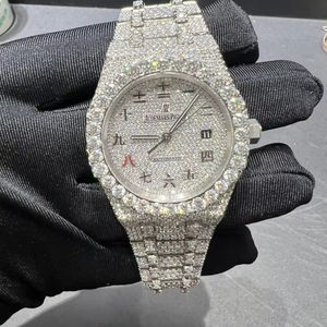 41MM entièrement clouté Moissanite glacé montre pour hommes VVS glacé montre pour hommes Hip Hop diamant montre cadeau pour mari - Product Image 1