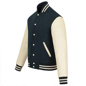 Veste universitaire en laine et cuir sur mesure OEM, taille plus, pour hommes, avec patchs en chenille, logo brodé personnalisé, vestes universitaires - Product Image 5