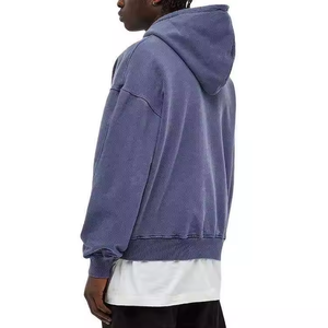 Logo personnalisé pour hommes French Terry Boxy Crop top Hoodies surdimensionnés Vintage délavé à l'acide sweats à capuche vierges - Product Image 2